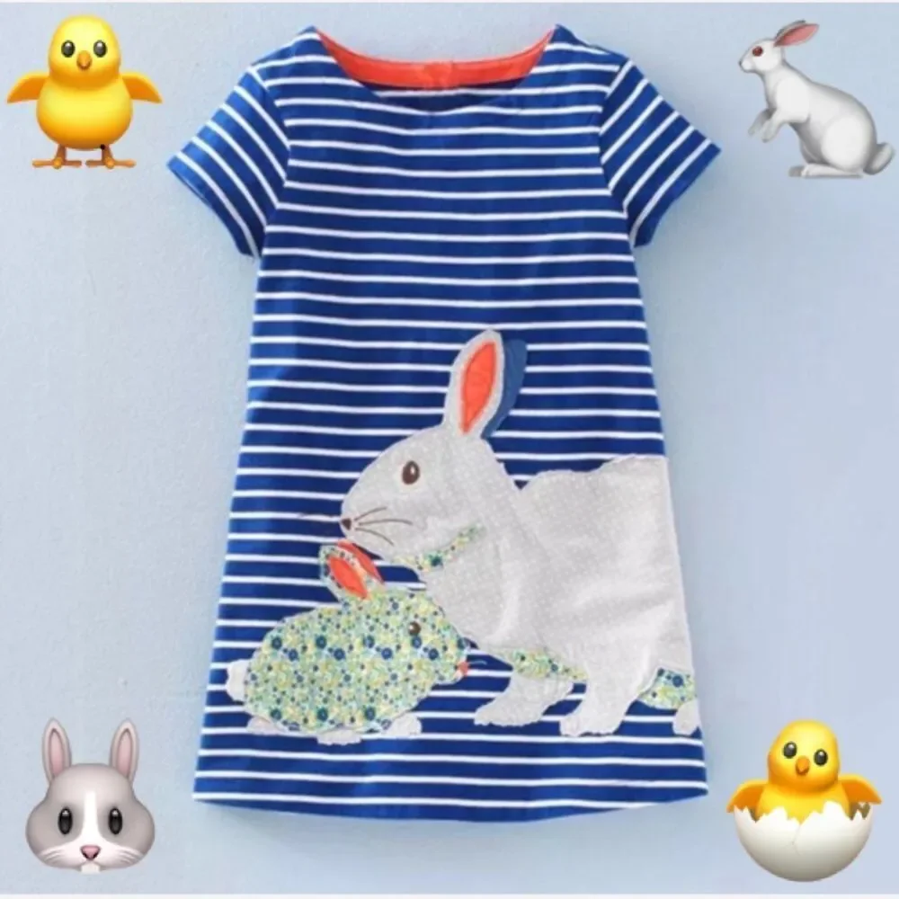 Embroidered Bunny Rabbit Dress Easter Spring